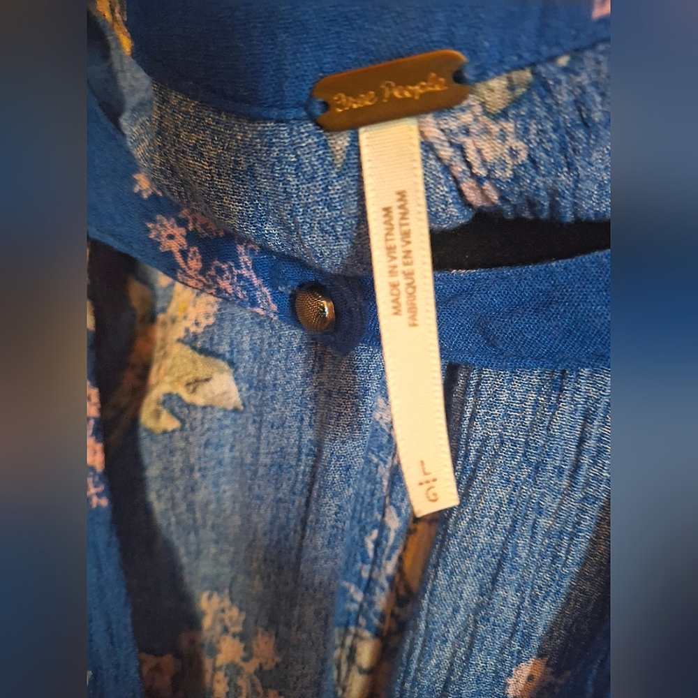 Free People Women's Vivid Blue Tree Swing Dress Mini Dress Tunic Size Large - Picture 8 of 8